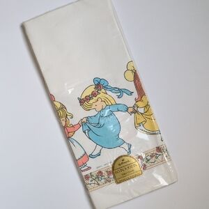 Vintage 1969 Hallmark Floral Dancing Friends Party Tablecloth Joan Walsh Angulnd